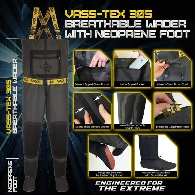 Vass-Tex 305 5L Tough Breathable Chest Wader With Neoprene Stocking Foot 3 Vass-Tex 305 5L Tough Breathable Chest Wader With Neoprene Stocking Foot - Image 3
